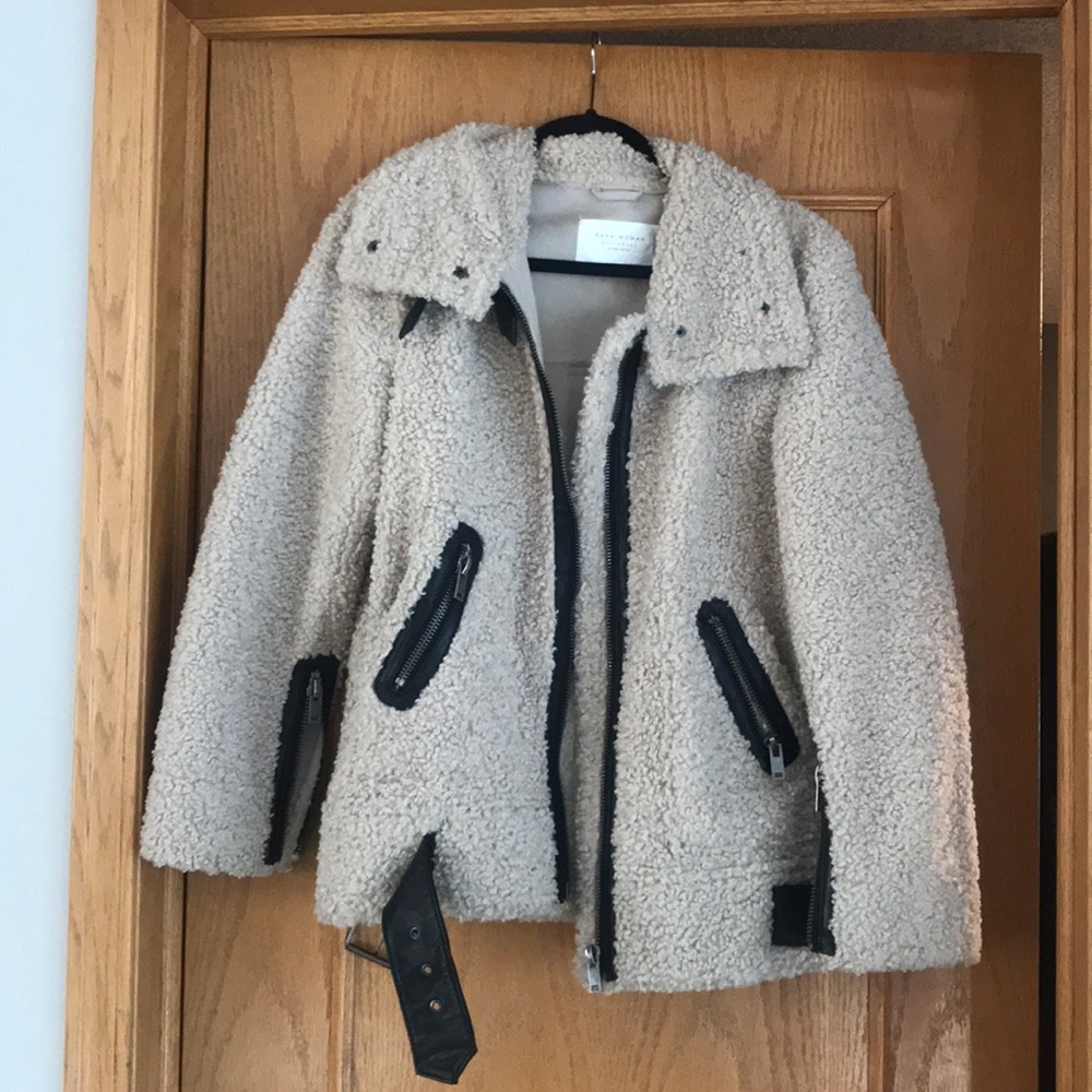 Zara Sheep Faux Fur Jacket